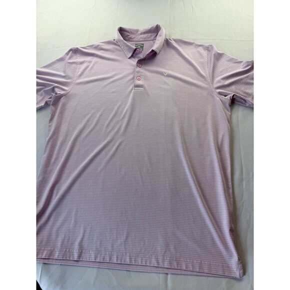 Callaway Opti Dri Polo Shirt Mens XL Purple Stripe Golf Performance Short Sleeve - Picture 1 of 6
